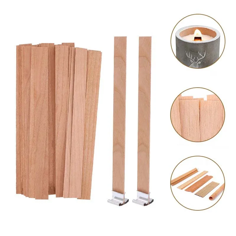Wood Wick Crackle - 1-5 torba doğal ahşap mum fitilleri,