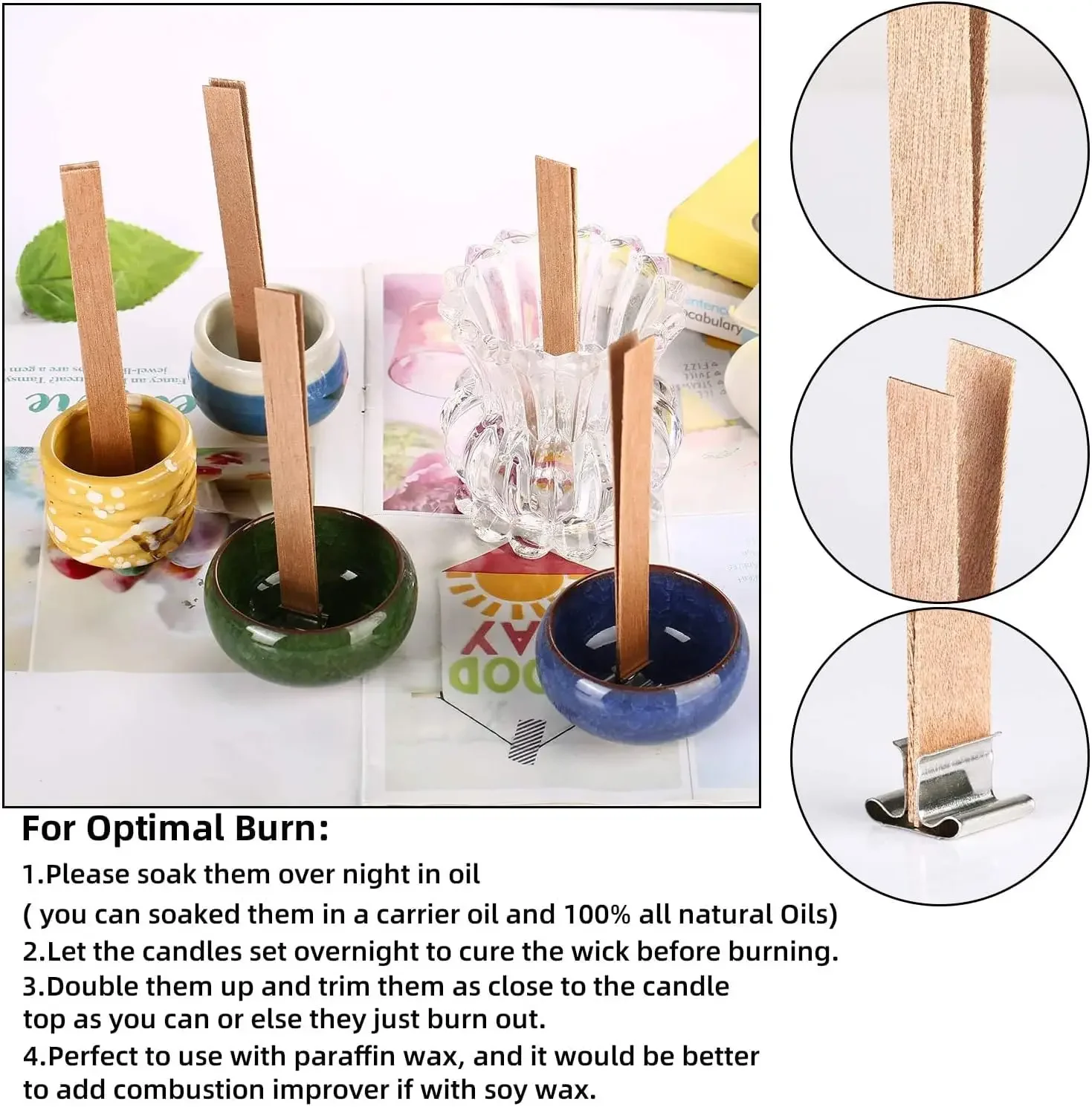 1-5 torba ahşap mum fitilleri  - Wood Wick Crackle incelemesi ve fiyatı